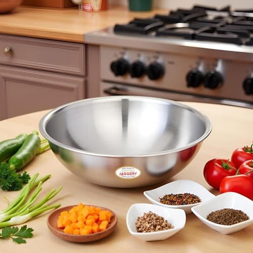 JAGGERY Triply Stainless Steel Cookware Tasla - 1.8 Litre (22 cm), Kadai (Without Handle), Induction & Gas Friendly, Heavy Bottom-Kadai for Cooking