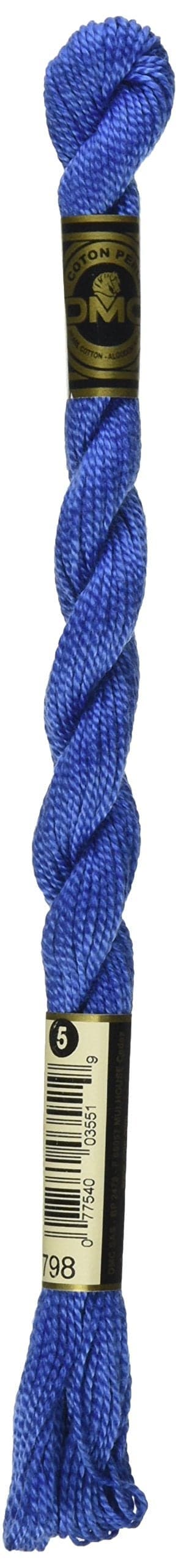 DMC 115 5-798 Pearl Cotton Thread, Dark Delft Blue, Size 5