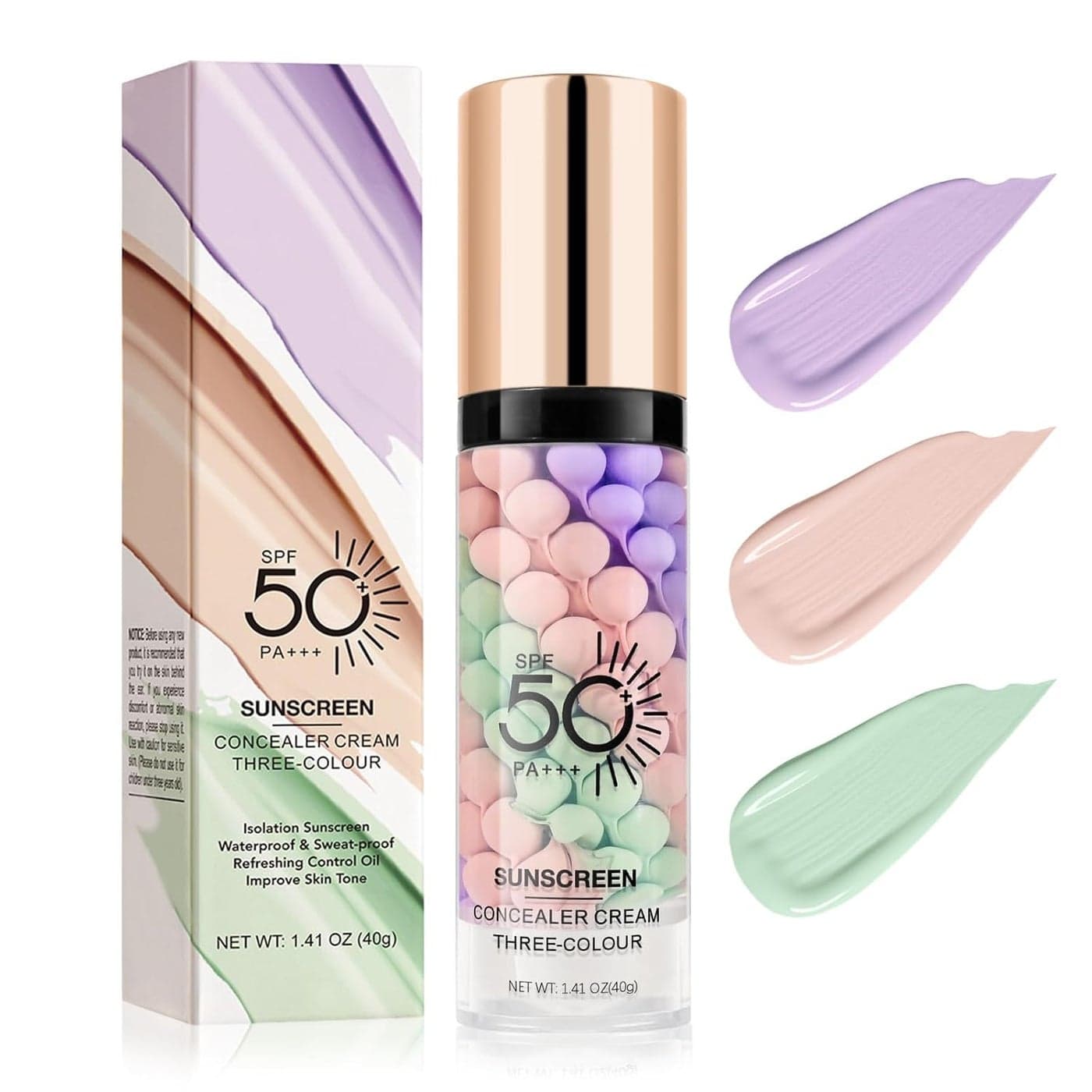 3 In 1 Moisturizing Makeup Primer Color Correcting Facial Serum One Step Brightening Primer to Even Skin Tone Oil Control Skin Corrector Sheer Finish Refreshing Purple Pink Green