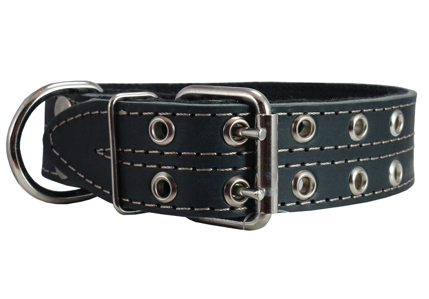 Genuine Leather Dog Collar, Padded, Black 1.5" Wide. Fits 22.5"-26.5" Neck Size Great Dane Mastiff