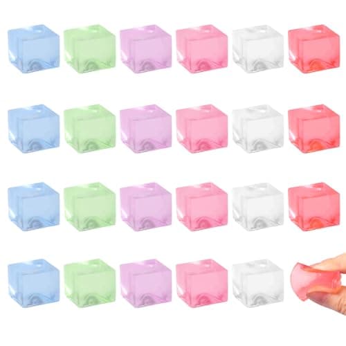 JOFONY 24PCS Mini Ice Cube ToysSqueeze Cubes Ball Ice Fidget Squeeze Toys for Kids and Adults with ADHD and Autism for Anxiety Relief Hand Therapy
