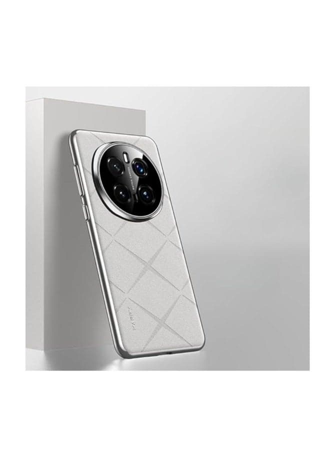 Case Compatible with Honor Magic 7 Pro 5G Case, Luxury Plain Leather Electroplated Frame Anti-Fingerprint Anti-fall Camera Lens Protection Shockproof Cover