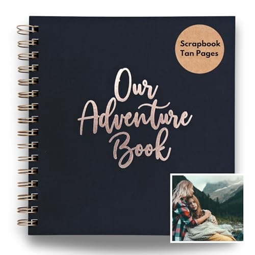 Our Adventure Book Scrapbook Album, Inspired by Up Movie, Gold Foil Embossed, 90 pgs, 8.5"x9" Family Adventure Album, Gift For Couples, Gift for Wife
