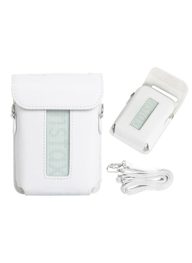 Protective Case for Fujifilm Instax Mini Link 3 Smartphone Printer, Cover Compatible with Instax Mini Link3 with Shoulder Strap Smartphone Printer PU Case (White)