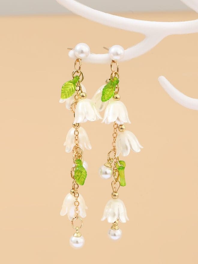Take Two Flower Drop Faux Pearl Embellished Earrings