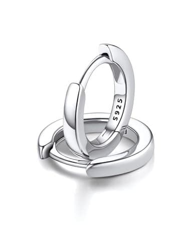 FaithHeart Sterling Silver Hoop Earrings for Women, Hypoallergenic Huggie Hoop Earrings Lightweight Small Cartilage Earrings Cuff Hoop Earring Dainty Everyday Earrings 6mm/8mm/10mm/12mm/15mm/20mm