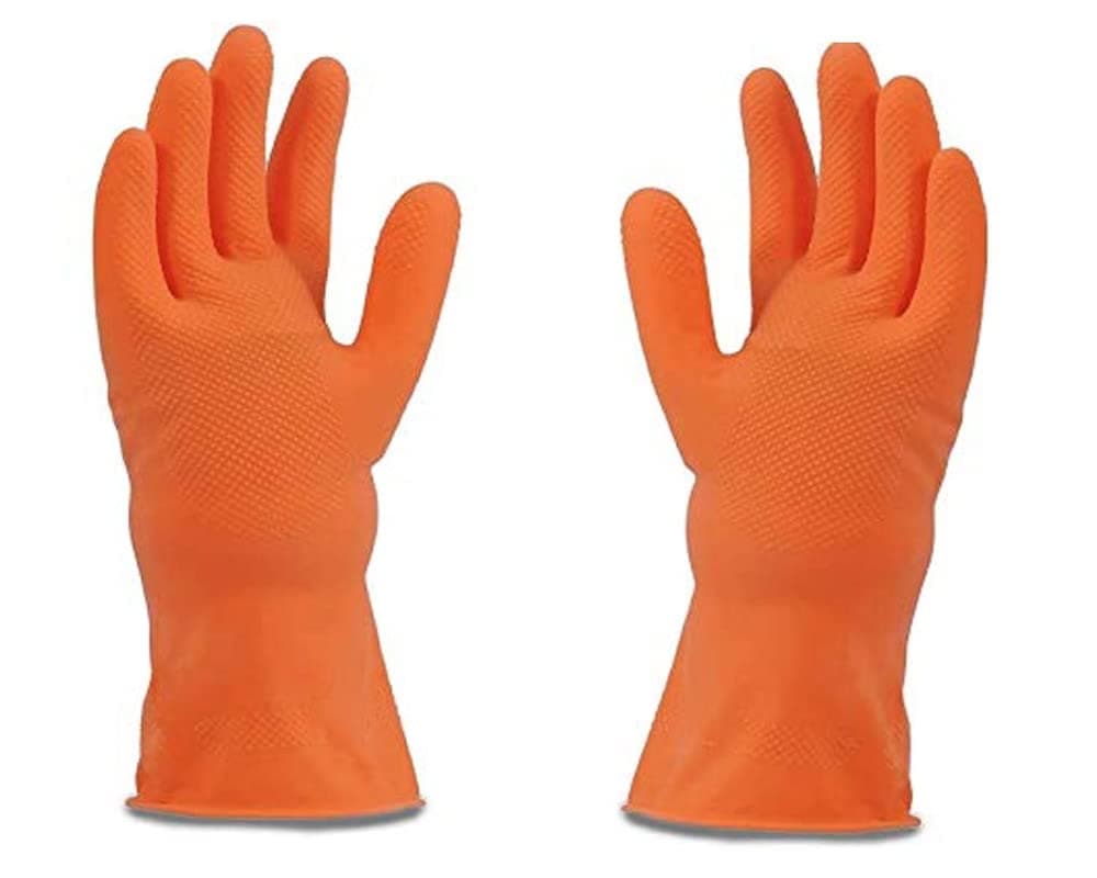 Auto E-Shopping Cleaning Hand Gloves Hand Work Safety Polymer Coated Non Slip Gloves Free Size Orange Set of 1 Pair