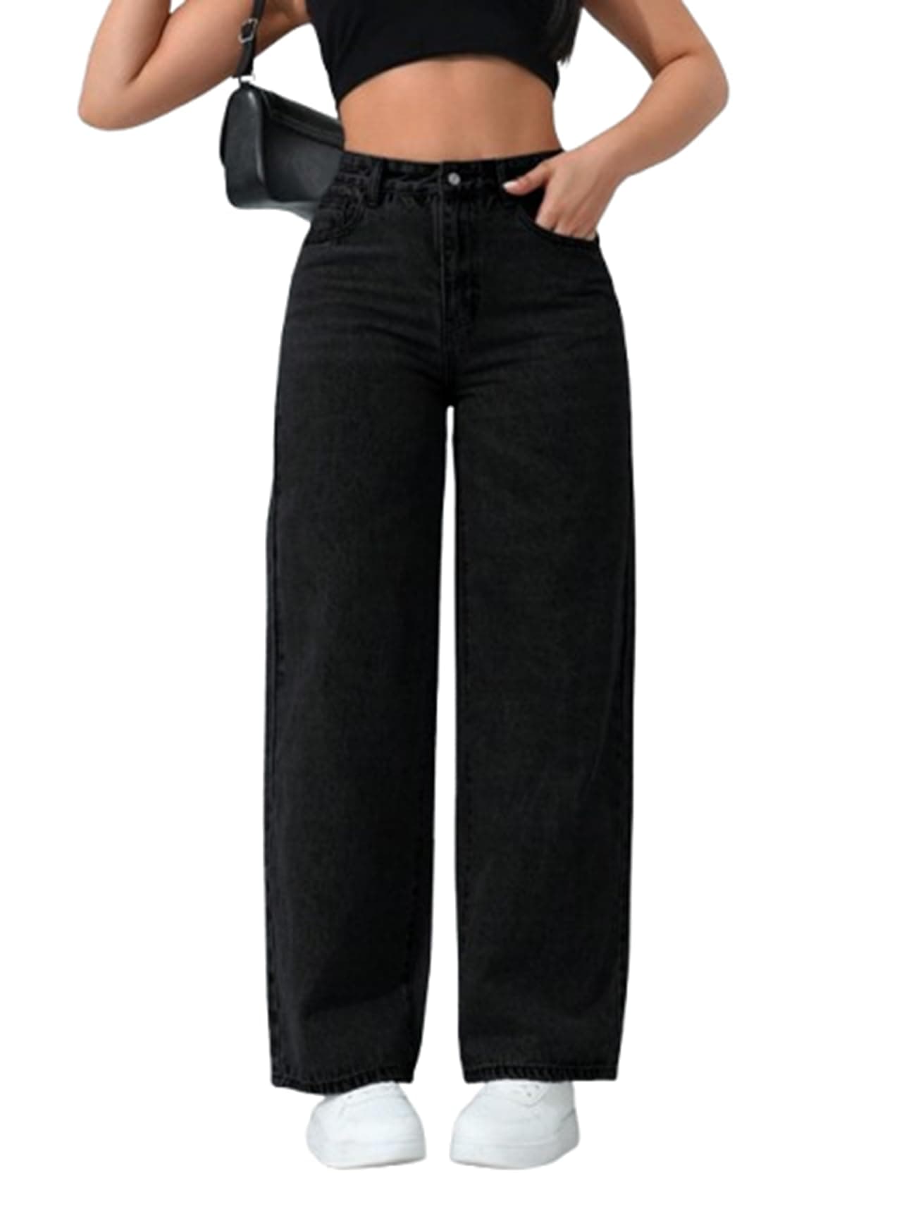 Ben Martin Baggy Jeans for Women || Women,s Loose Jean Pants || Oversized Jean's for Women's || Wide Leg Jean,s for Woman || Casual Jins for Woman's || Loose Jin Pant for Woman,s Black 01-28