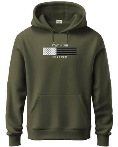 ADRO Men's Cotton Blend Neck Hooded Sweatshirt (H24-FLAG-OL_Olive