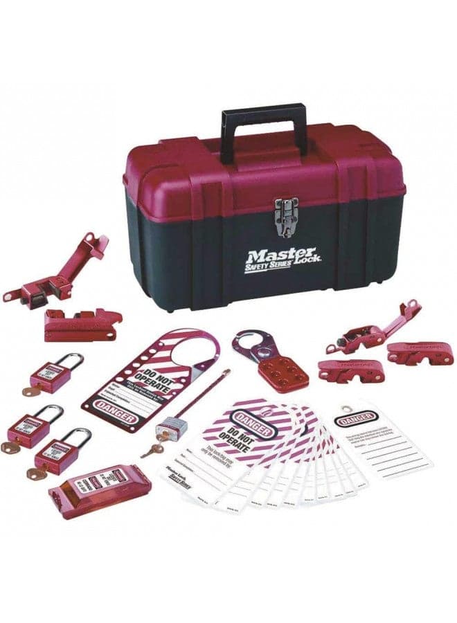 Master Lock 1457E410KA Lockout Tagout Group Lockout Kit, Red