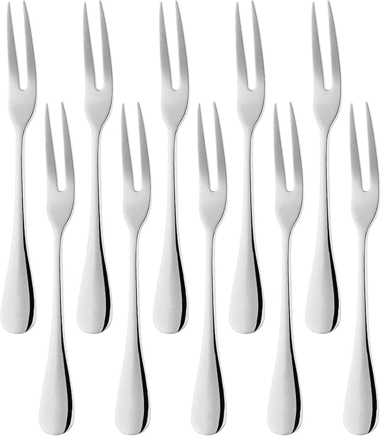 Comicfs 20Piece Stainless Steel Forks 53 Inches Seafood Crab Forks Escargot Fork 2 Prong Tasting Appetizer Fork Dessert Cocktail Salad Fruit Fork for Party Travel 20 Fork Silver