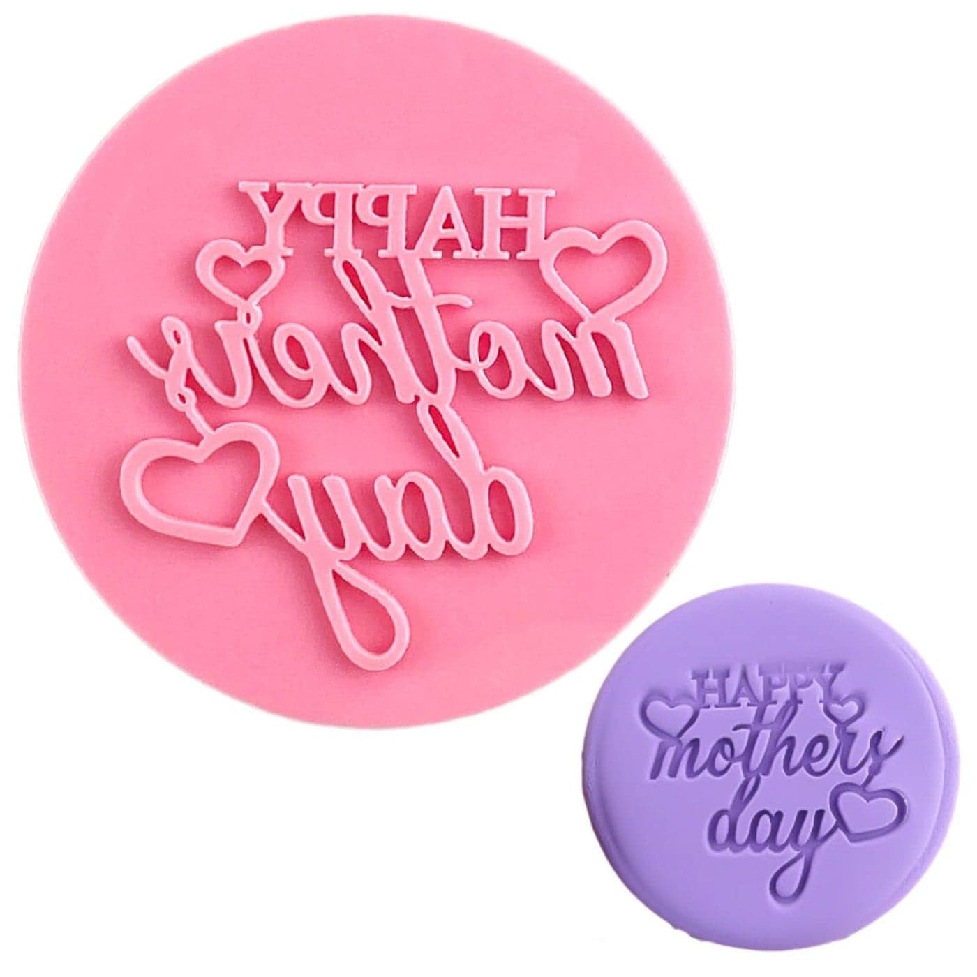Crethinkaty Mothers Day Fondant Embosser Happy Mothers Day Shape 3D Dented Design Cookie Stamp for Baking CookiesDecorating CakeSugar PasteCupcake