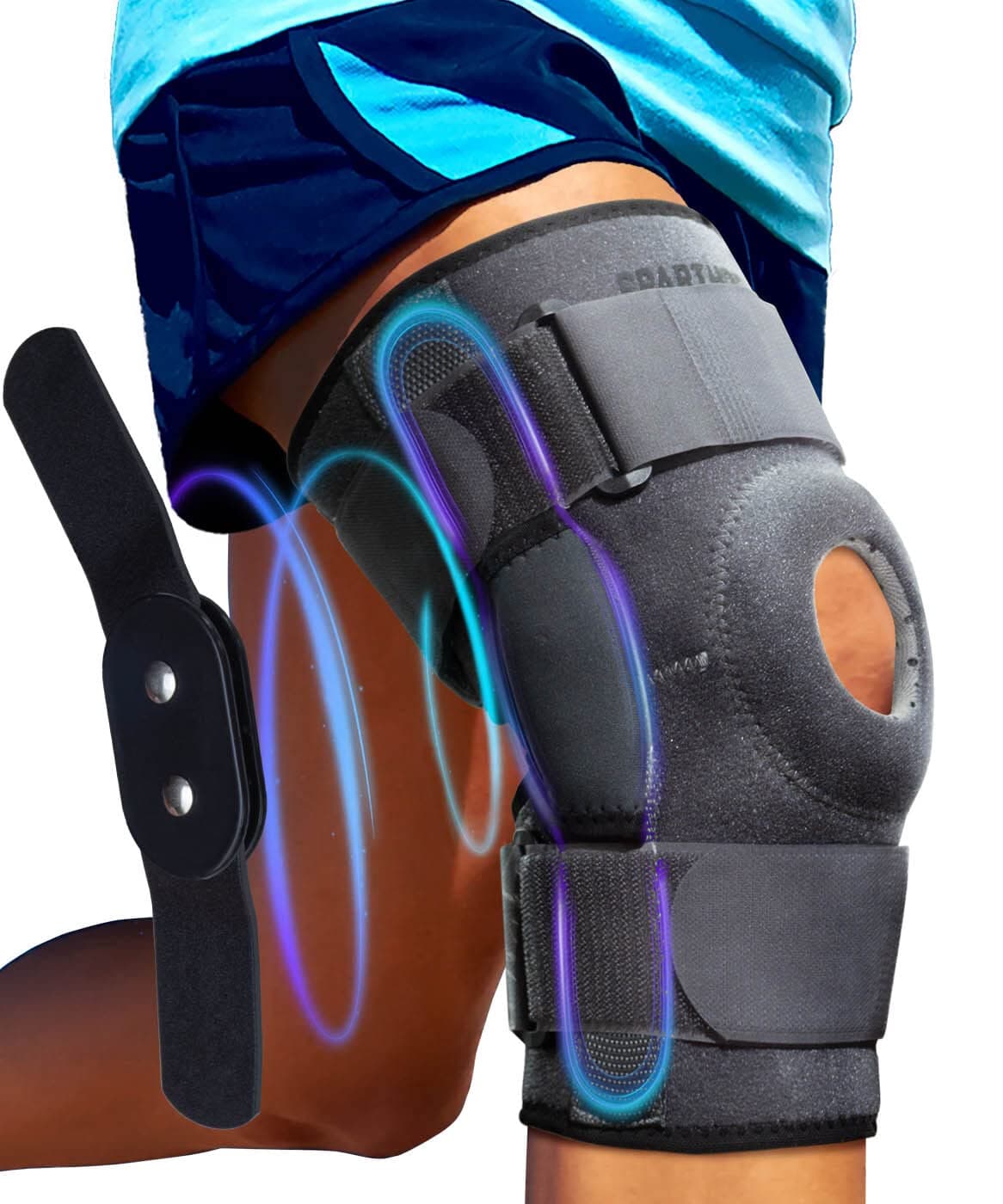 Sparthos Hinged Knee Brace Relieves ACL MCL Meniscus Tear Arthritis Tendon Pain Open Patella Design with Dual Metal Side Stabilizers Support for Running For Men and Women Large