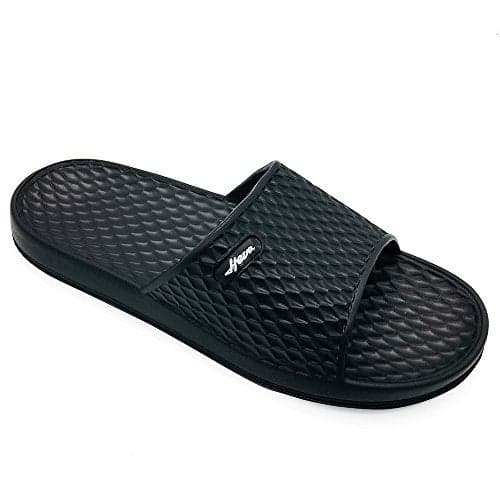FUNKYMONKEY Men's Shower Slides - Non Slip Quick Drying Sandals for Men – Lightweight Pool Beach Bathroom Slippers Indoor Outdoor(11 M US, Black)