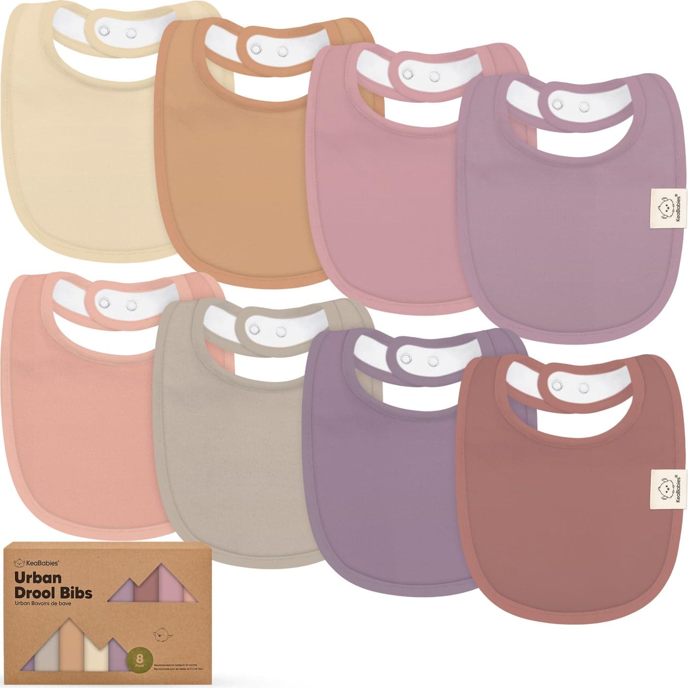 8-Pack Organic Baby Bibs for Boys, Girls - Soft Cotton Drooling and Teething Baby Bibs, Baby Girl Bibs, Baby Boy Bibs, Baby Drool Bibs for Baby Girl, Boy, Newborn Infant Bibs(Mauve)
