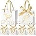 EQOREIIN Small Thank You Gift Bags 50pcs 55x25x47 Inches Small Gift Bags with Handles Bow Ribbon White Paper Bags for Party Favor Mothers DayValentines Day Wedding Baby Shower White