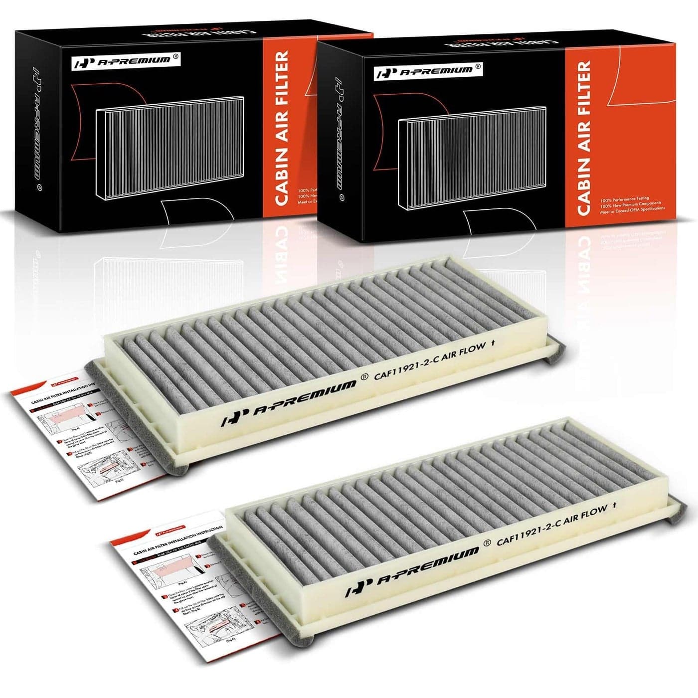 APremium 2PC Behind Glove Box Cabin Air Filter with Activated Carbon Compatible with Mazda RX8 RX8 20042011 MPV 20042006 Replace LDY461J6X
