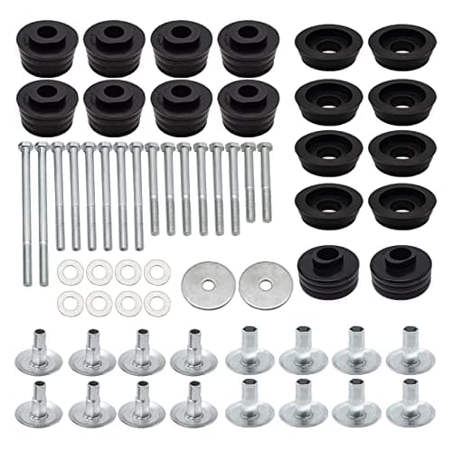Black Super Duty Body Mount Bushing Kit for 2008-2016 Ford F250 F350 2WD 4WD Polyurethane Body Cab Mounts & Steel Sleeves & Hardware KF04060BK