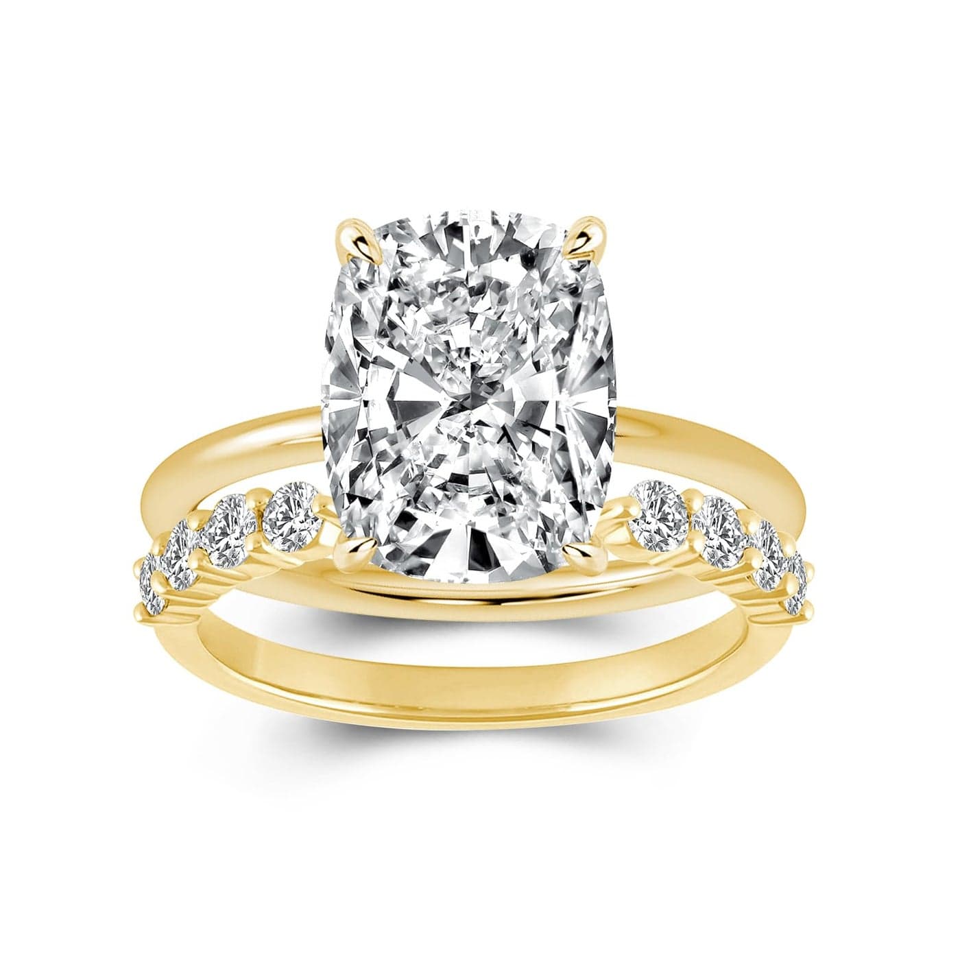 RODIFFY 35CT Cushion Cut Engagement Ring Set18K Yellow Gold Plated 925 Sterling Silver Bridal Ring Set with Open Wedding band Yellow Gold 6