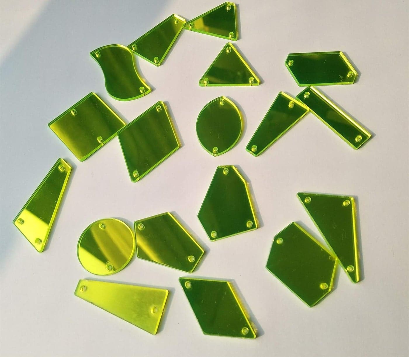 MEYA Sew On Fluorescent Yellow Mirror Rhinestones FlatBack Acrylic Mirrored Beads for Costume Wedding Dress Accesories 50PCS