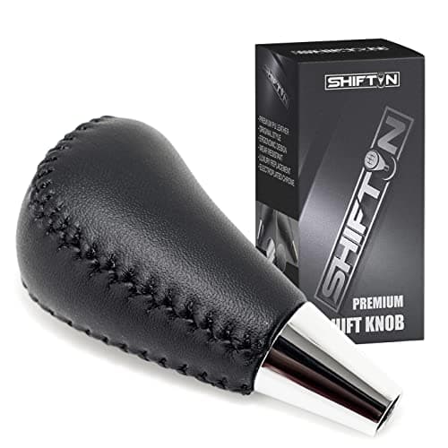 SHIFTIN Leather Wood Gear Shift Knob for Toyota Avalon Yaris 4Runner Land Cruiser Sienna Camry Solara Tacoma and Lexus ES300 ES330 GS300 GS400 GS430 SC300 SC400 (Gray Leather/Birds Eye Walnut)