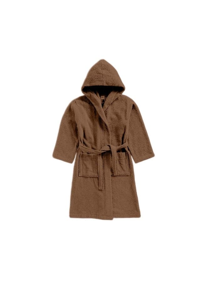 Daffodil (Toffee) Premium 10 yr Kids Hooded Bathrobe 100% Terry Cotton, Highly Absorbent and Quick dry, Hotel and Spa Quality Bathrobe for Boy and Girl-400 Gsm