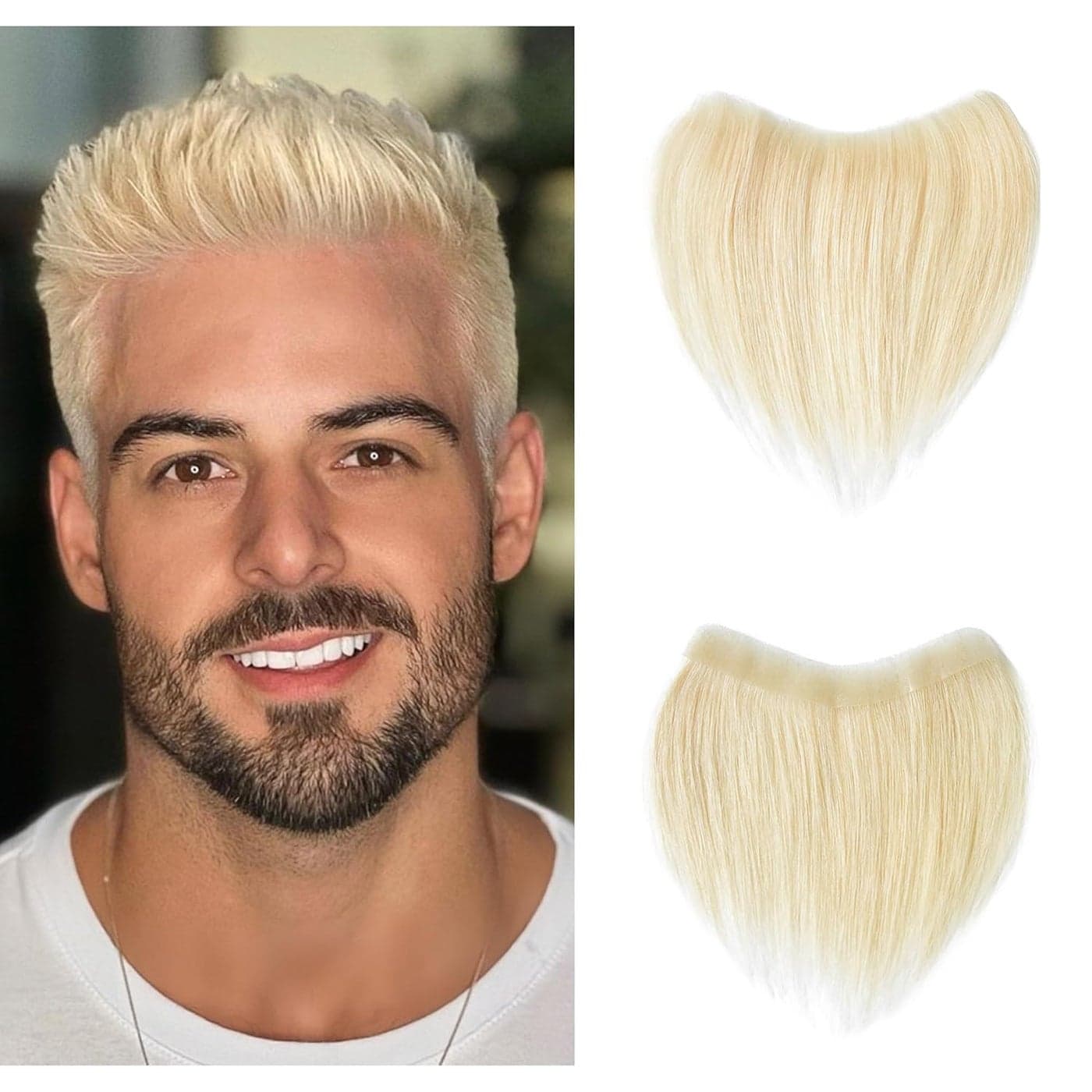 Frontal Hairpiece for Men Light Blonde Hair Extension Hairline Loss Straight Tape in Human Hair Toppers Replacement Toupee 078x63 6 Blonde
