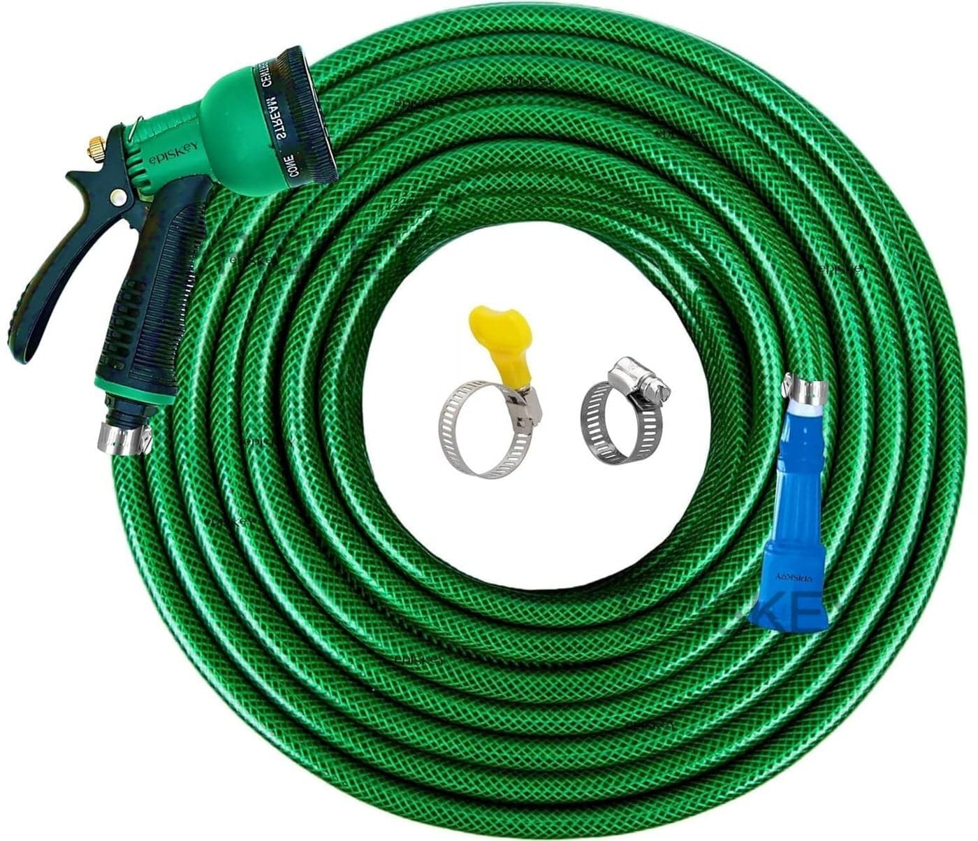 EPISKEY® Heavy Duty Expandable Garden Hose - Flexible Water Pipe with Double Latex Core 8 Pattern Spray Gun, Braided Outer Layer - Small No Kink Hose (Size : 1/2 inch Length: 10M_GUN)