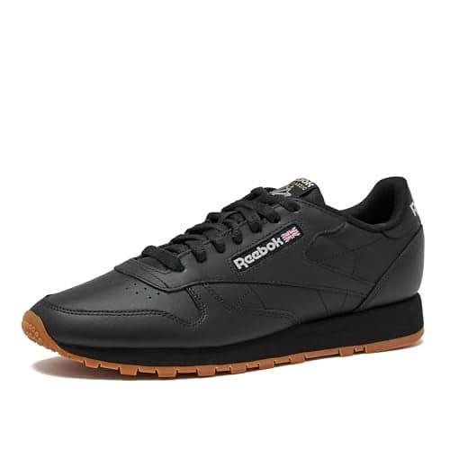 Reebok Classic Leather Sneakers for Men - Black or White Tennis Mens Shoes, Core Black/Pure Grey5/Reebok Gum3, 5