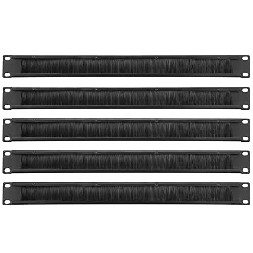PATIKIL Brush Cable Manager 1U, 19 Inch, 5 Pack Horizontal Rack Mount Cable Management Strip Panel for Network Server Rack