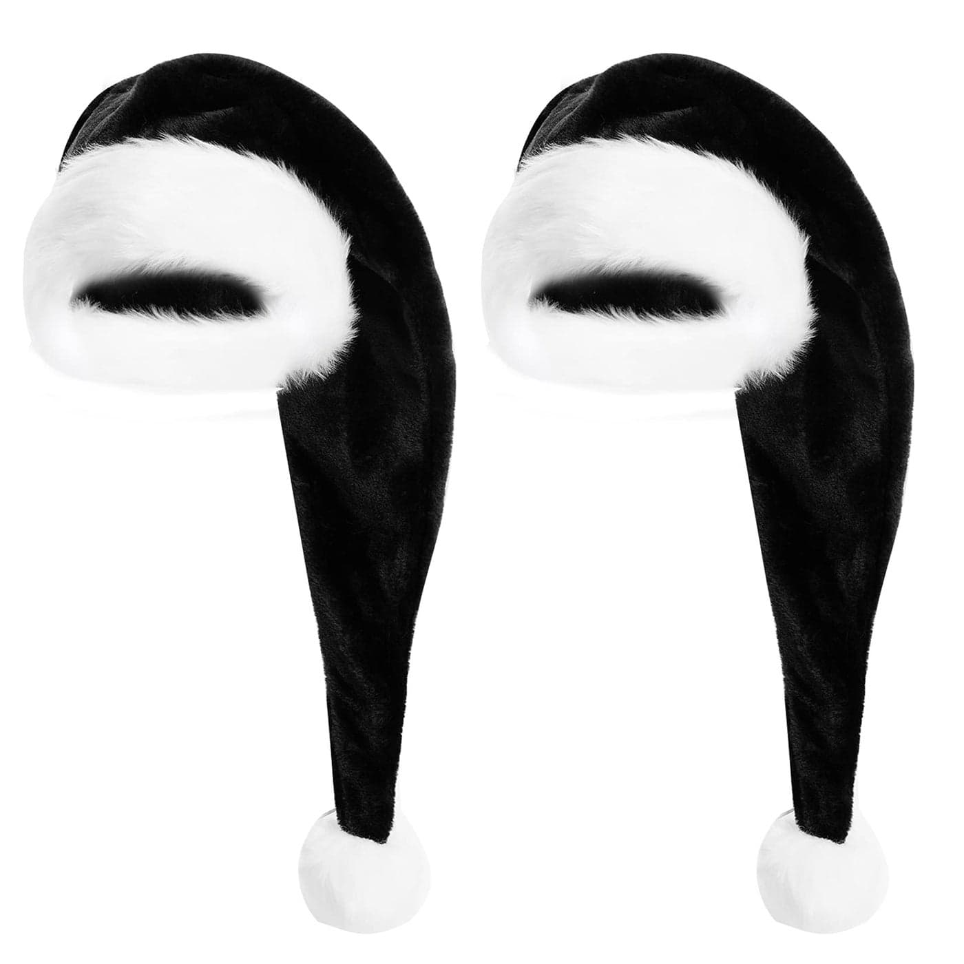 Fengek 2 Packs Fluffy Santa Hats 295 Inch Black Santa Hats Unisex Adult Velvet Hats for Christmas New Year Festival Party Decorations Black