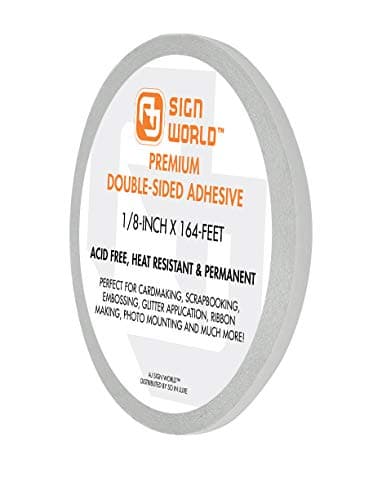 AJ Sign World Best 1/8" Ultra-Thin Permanent Double-Sided Tape for Arts, Crafts, Photography, Scrapbooking, Tear-by-Hand, Paper Backing (1/8-inch by 164-feet)