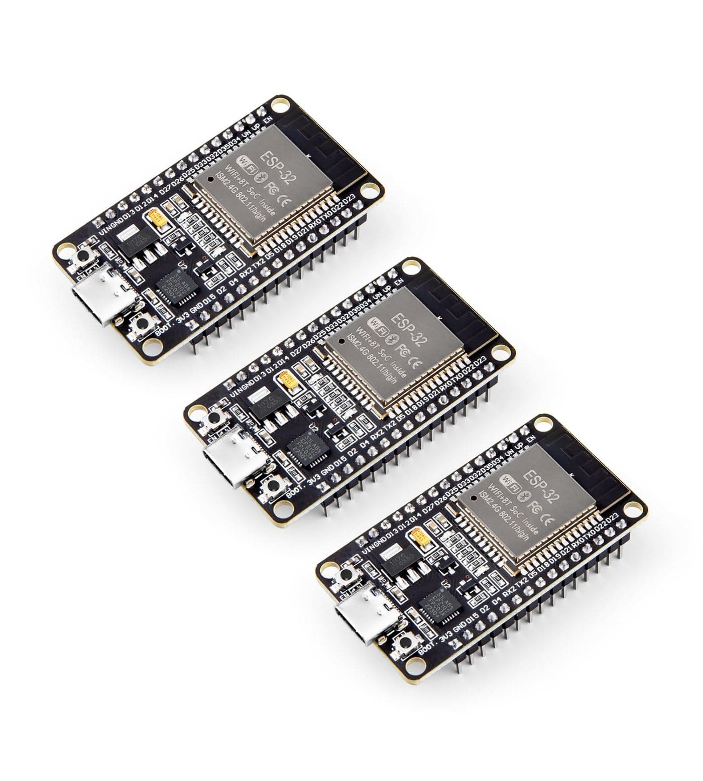 ELEGOO 3PCS ESP-32 Development Board USB-C, 2.4GHz Dual Mode WiFi+Bluetooth Dual Core Microcontroller Support AP/STA/AP+STA, CP2102 Chip