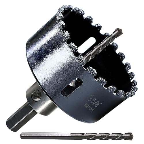 PLG2SUPT 3-5/8 inch Carbide Grit Hole Saw Cutter for Hardy Plank Air Brick Stucco Drywall Fiber Cement siding Backer Board Plasterboard.