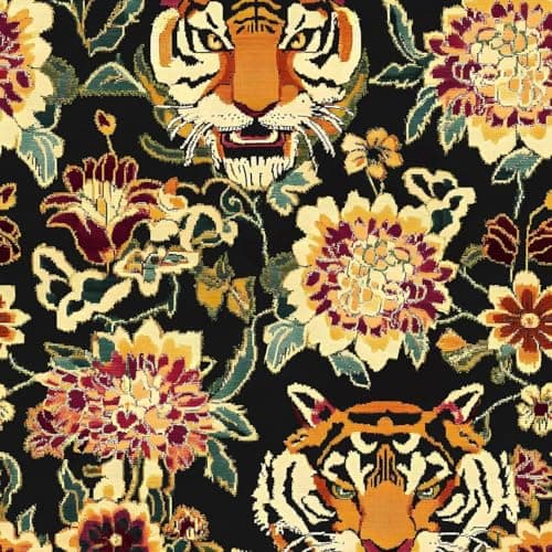 XRUIBZI Tiger Floral Peel and Stick Wallpaper Vintage Boho Dark Floral Contact Paper Flower Wall Mural Home Vinyl Waterproof Self Adhesive Removable Renter Friendly Wall Paper 175 x 393