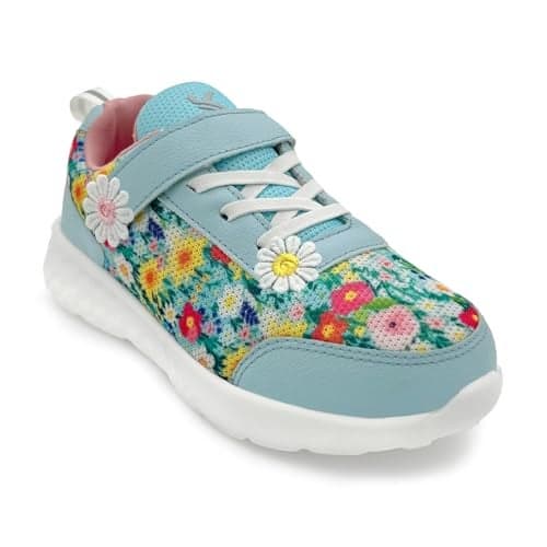 KazarMax Girls Blue Floral Printed Shoes Sneakers - 11.5 Kids UK