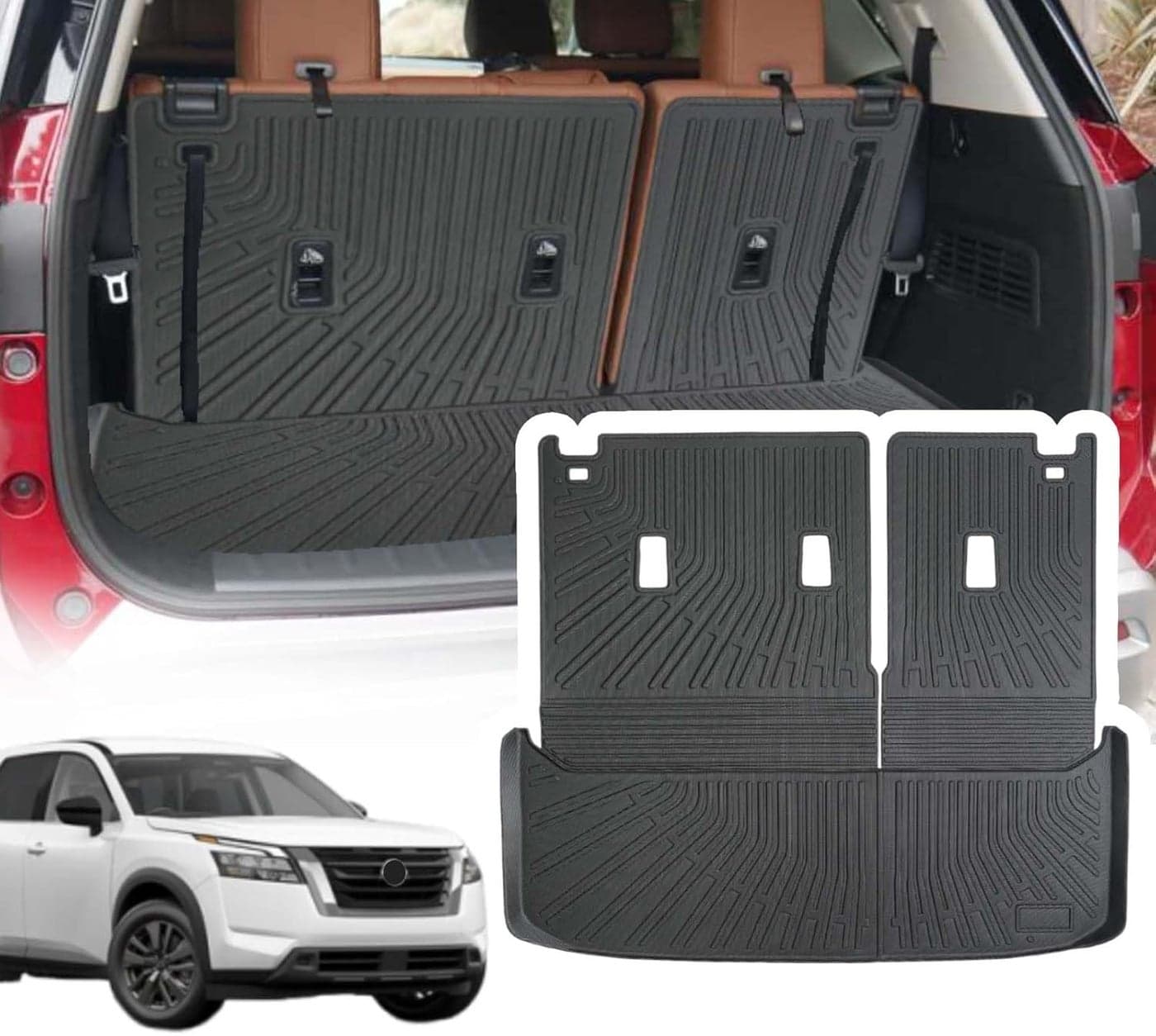 YEBOOCA Cargo Liner for 2022-2025 Nissan Pathfinder - Trunk Mat and Back Seat Cover Protector