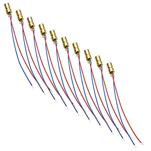 RLECS 10Pack 33V 650nm Mini Small Red Laser Dot Diode Module 6mm Dia Copper Head 5mW
