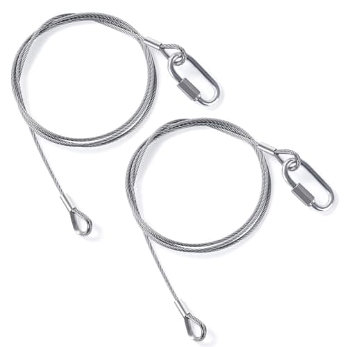 Creative.c 2Pcs Lift Cable Compatible with Gorilla Lift Stainless Steel Cable with Loops, with EZ Spring Clips Trailer Gate Assist, Fit for Opening Utility Trailer Tailgate Ramp Lift Assist Kit