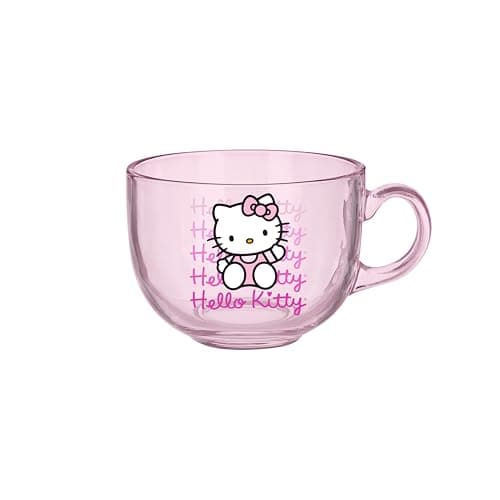 Silver Buffalo Sanrio Hello Kitty Glass Coffee Mug 16 Ounces