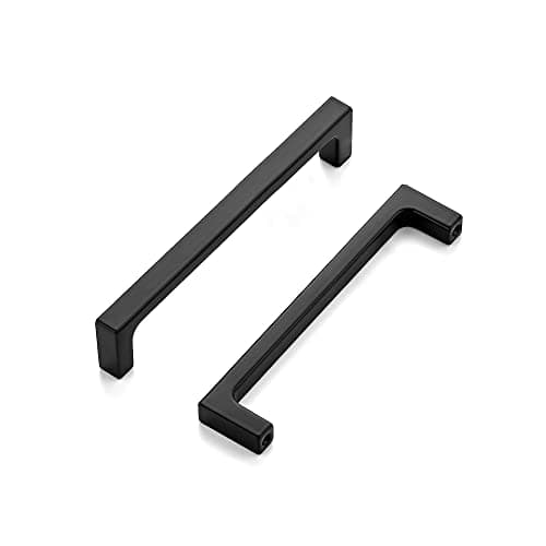 Ravinte 40 Pack 5 inch Hole Centers Matte Black Cabinet Pulls Kitchen Cabinet Handles Solid Drawer Pulls Kitchen Cabinet Hardware Kitchen Flat Black Drawer Handles Square Bar Cabinet Drawer Handles