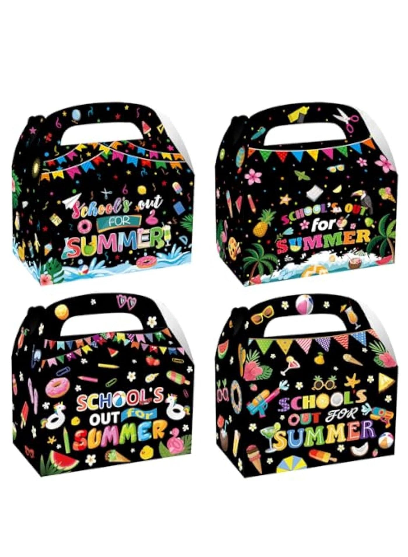 24 Pack School's out for the Summer Party Favor Treat Boxes, Summer Party Favor Bags, Back to School Party Favor Boxes, End of School Year Party Goodie Candy Treat Present Box Recycled Party Favor Box