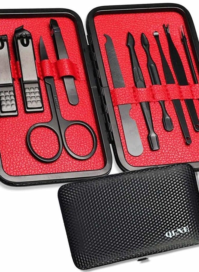Nail Clippers Sets High Precisio Stainless Steel Nail Cutter Pedicure Kit Nail File Sharp Nail Scissors and Clipper Manicure Pedicure Kit Fingernails & Toenails with Portable stylish case (Red_10in1)