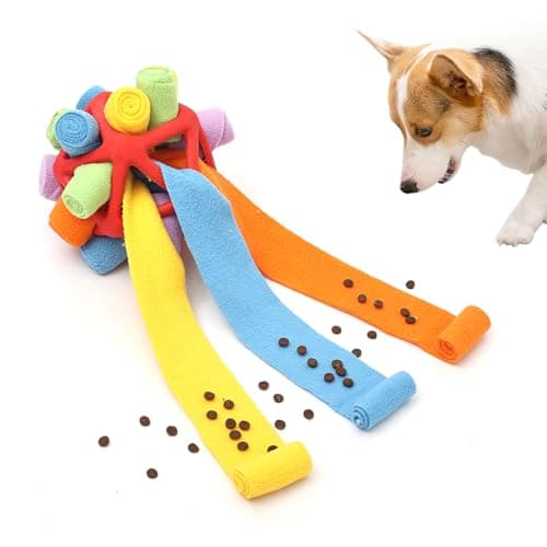 Gormenland Interactive Snuffle Toys for Dogs Sniffle Interactive Treat Game Ball Furry Fellow Snuffle Master Encouraging Natural Foraging Skills Red Triangle