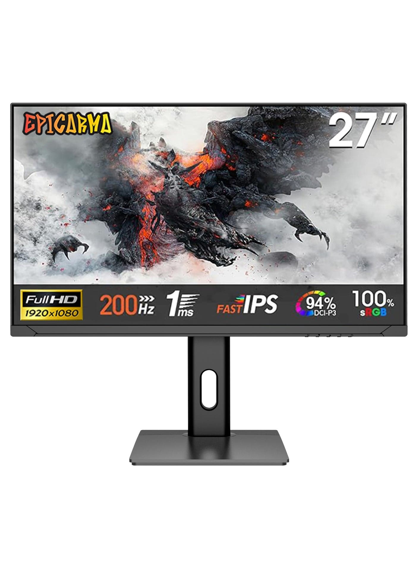 27 Inch FHD IPS Gaming Monitor 200Hz 1ms | 1920x1080 Frameless Display | RGB Lighting Stand | 100% sRGB Color | HDMI & DisplayPort | 178° Wide Viewing Angle | VESA Mount 75x75 | Adjustable Metal Stand