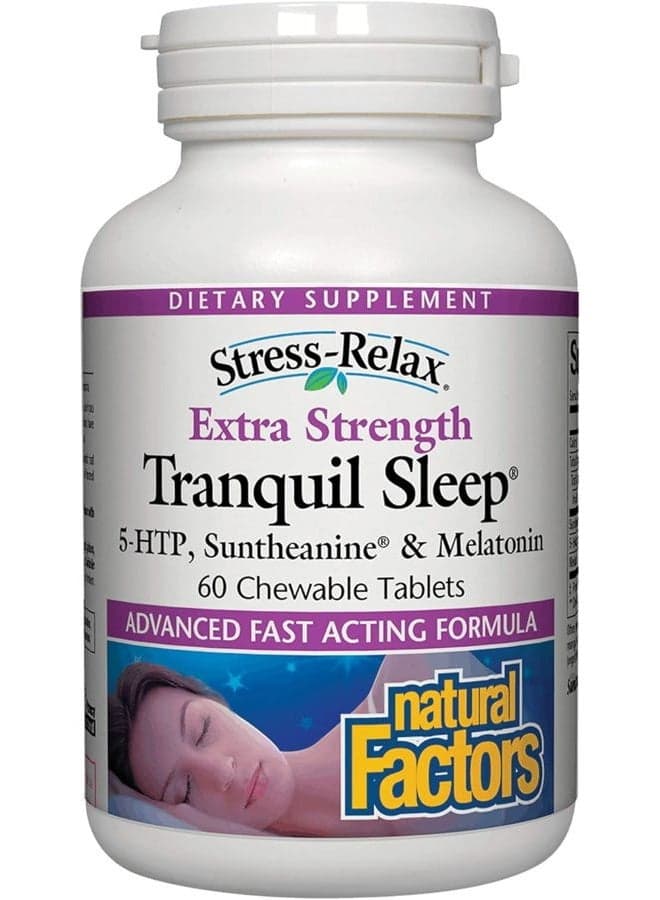Stress-Relax Tranquil Sleep Extra Strength, with Suntheanine L-Theanine, 5-HTP, Melatonin, 60 Tablets