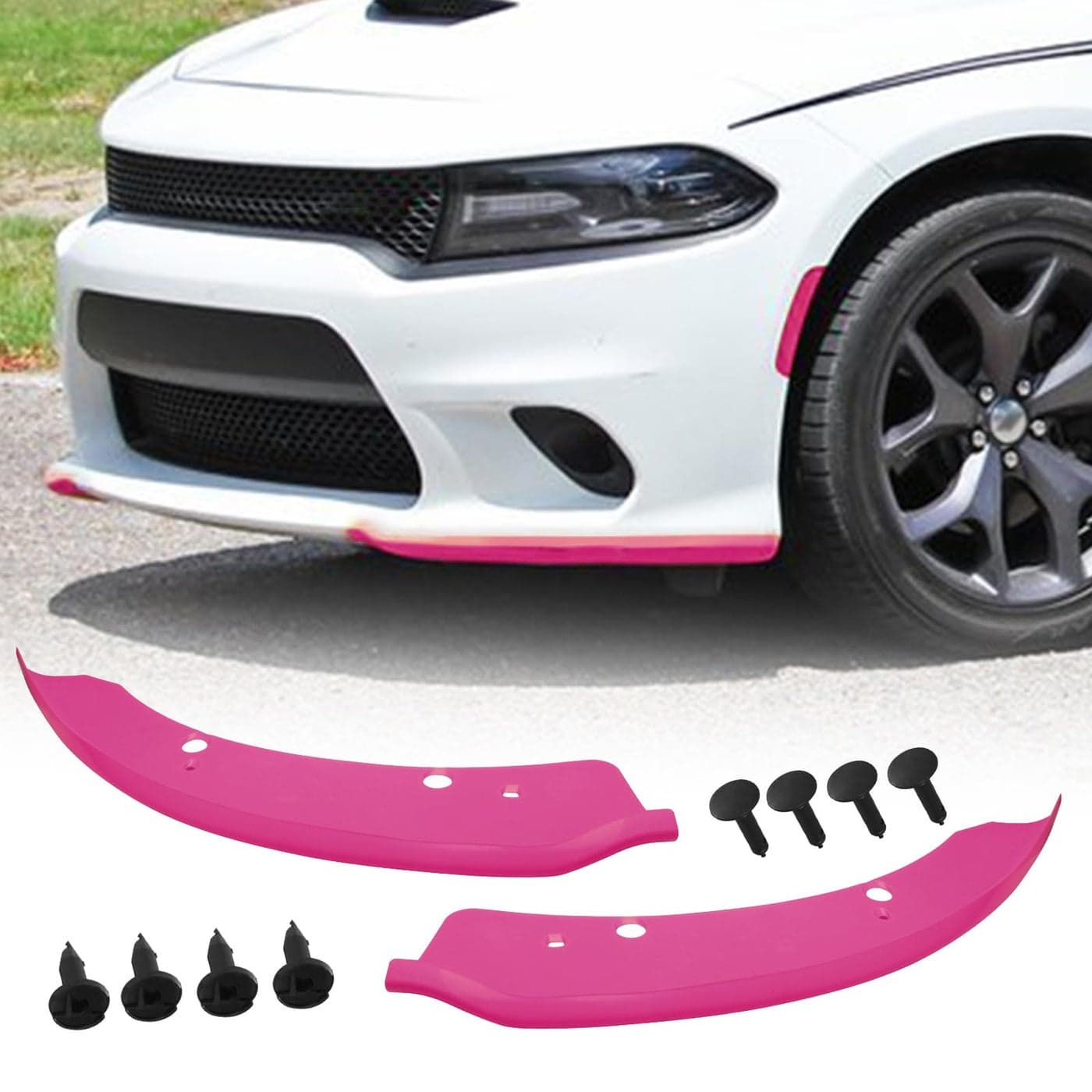 HTRACING Front Bumper Lip Splitter Protector Compatible with Charger SRT HellcatSRT 392Scat PackRT Scat PackGTRT 20152023 Pink