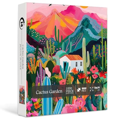 Cactus Puzzle for Adults 1000 Piece Desert Plant Mountain Landscape Nature Succulent Jigsaw Puzzle