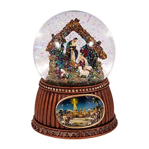 Roman Christmas Nativity 100MM Musical Snow Globe Glitterdome Plays Tune OHoly Night