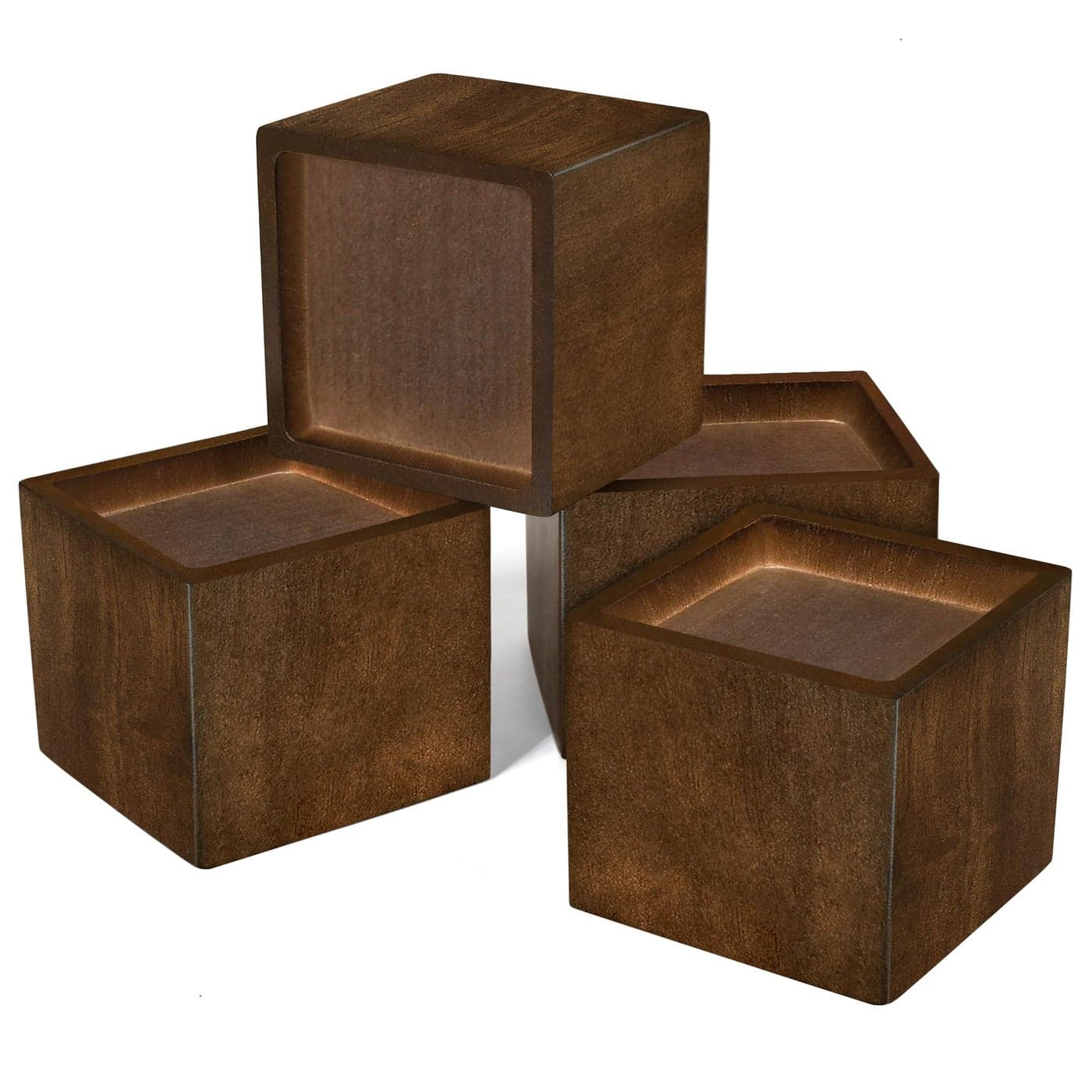 Sopicoz 2 inch Wood Bed Risers Set of 4 Square Furniture Risers Couch Risers Heavy Duty Bed Lifters Brown Bed Frame Risers Blocks for Sofa Chair Cabinet Dresser